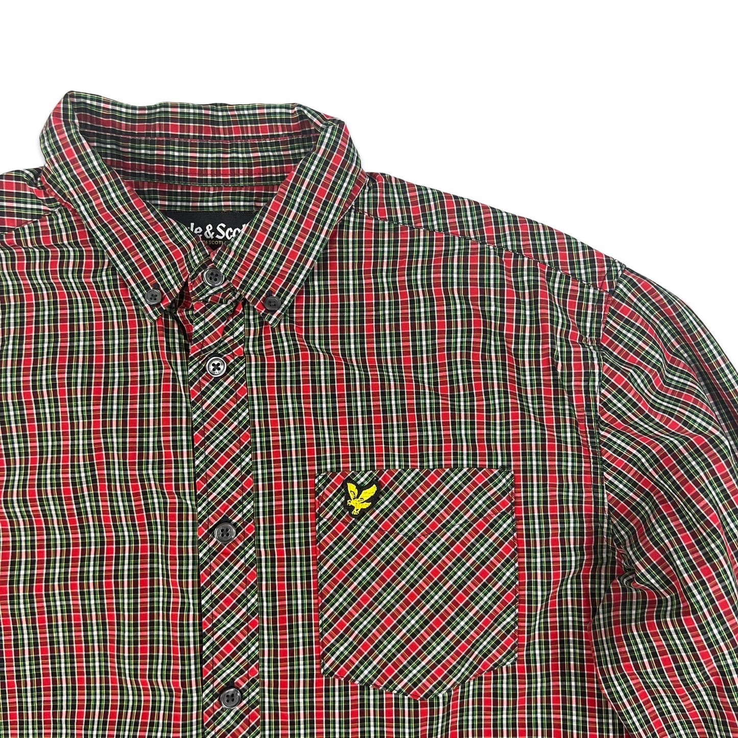 00s Vintage Lyle and Scott Plaid Shirt Red Green Black White M