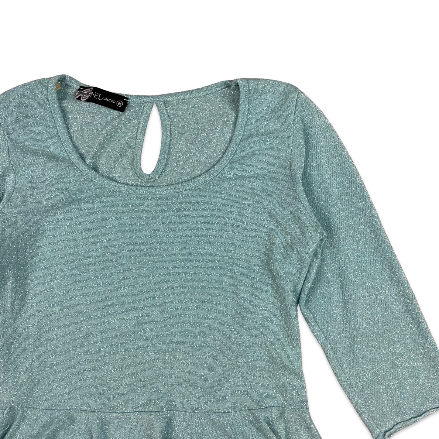 Vintage 90s Light Blue Lurex Blouse 8