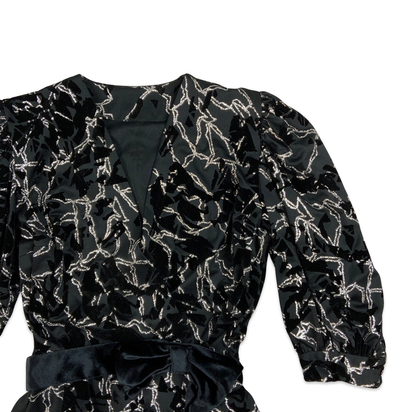 Vintage Black and Silver Lurex Blouse 10 12