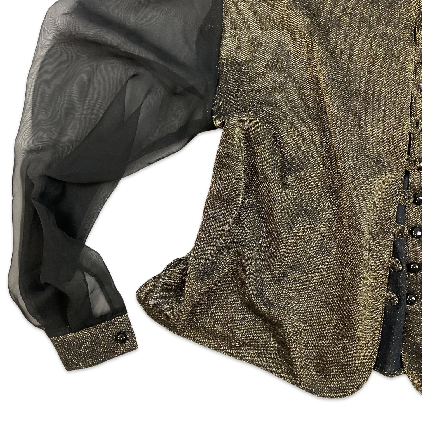 Vintage 90s Lurex Gold Black Shimmer Party Blouse 12 14 16