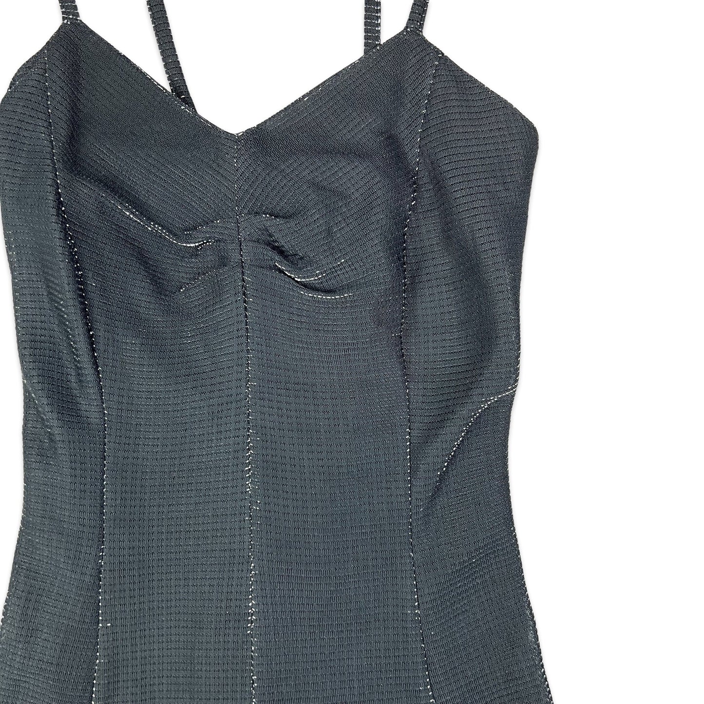 Vintage 90s Skater Dress Black Silver 10 12 14
