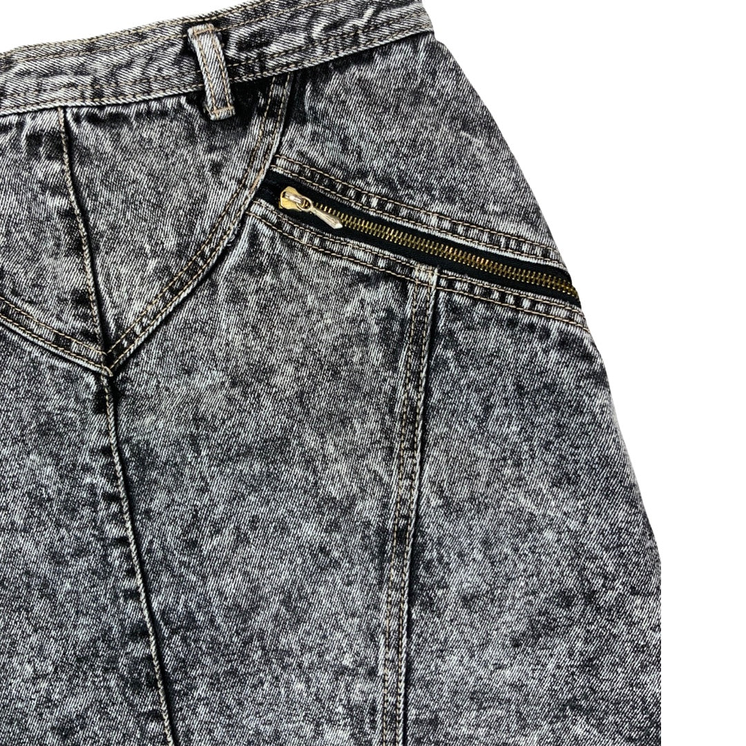 Vintage 90s Acid Wash Grey Denim Skirt 10