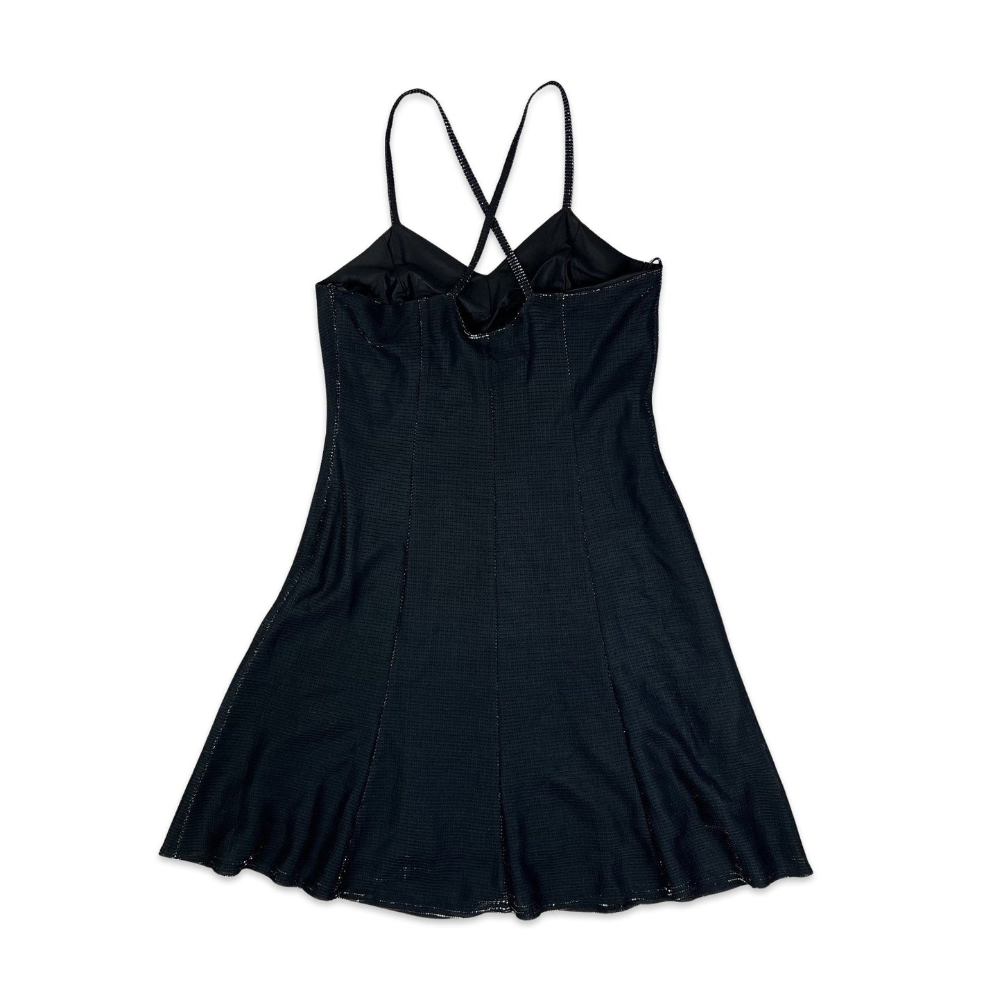 Vintage 90s Skater Dress Black Silver 10 12 14