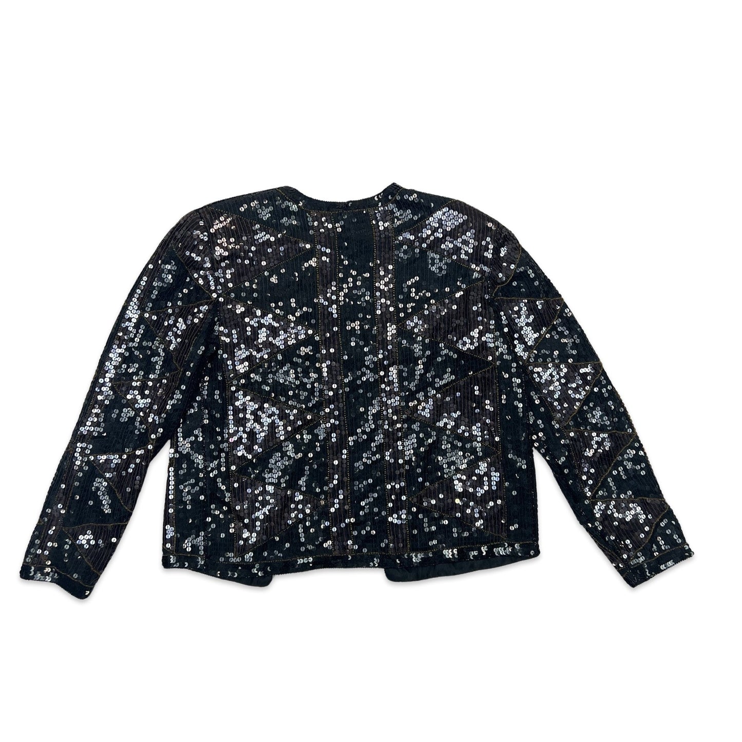 Vintage 80s Sequin Jacket Black Purple 10