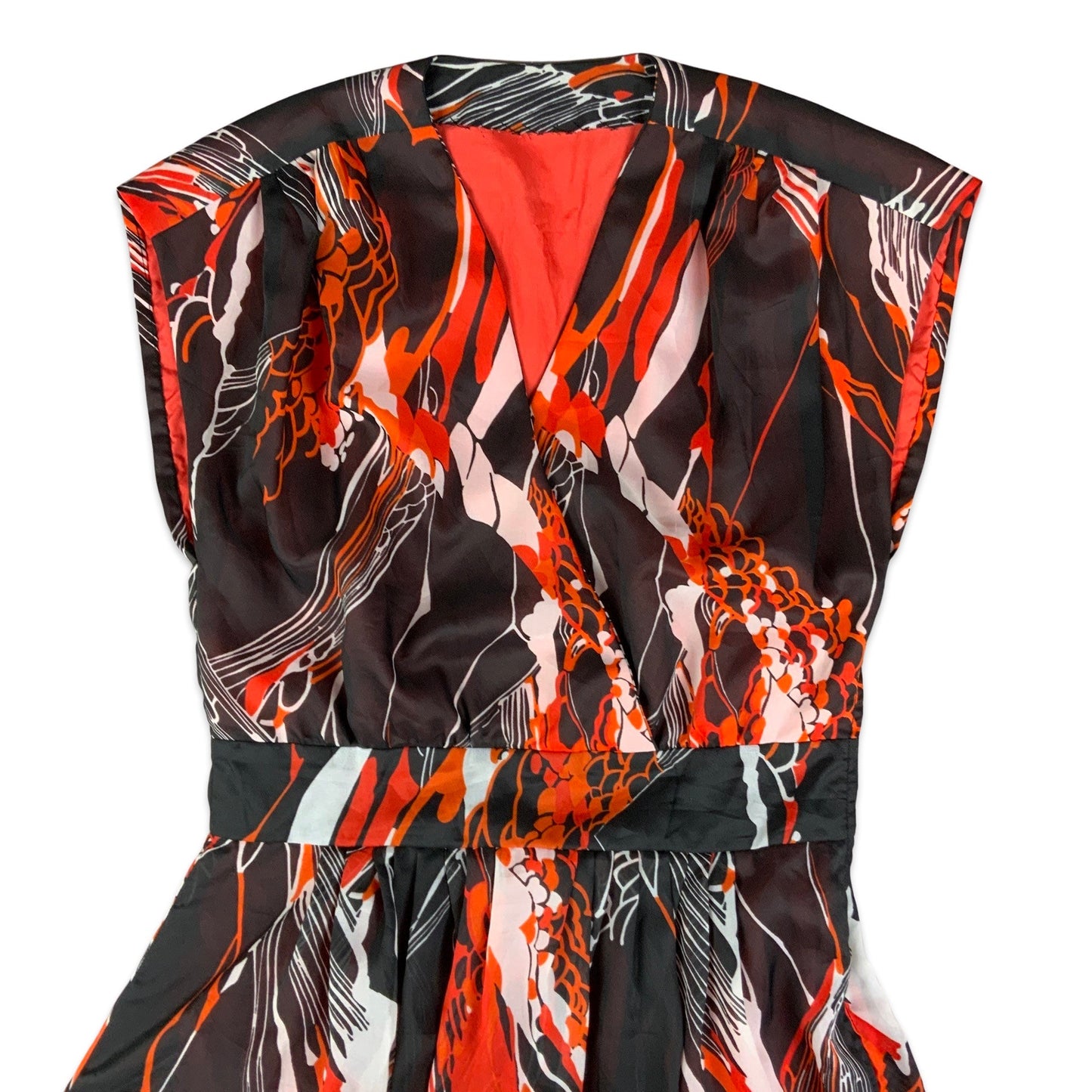Vintage 70s Black & Orange Psychedelic Maxi Dress 8 10