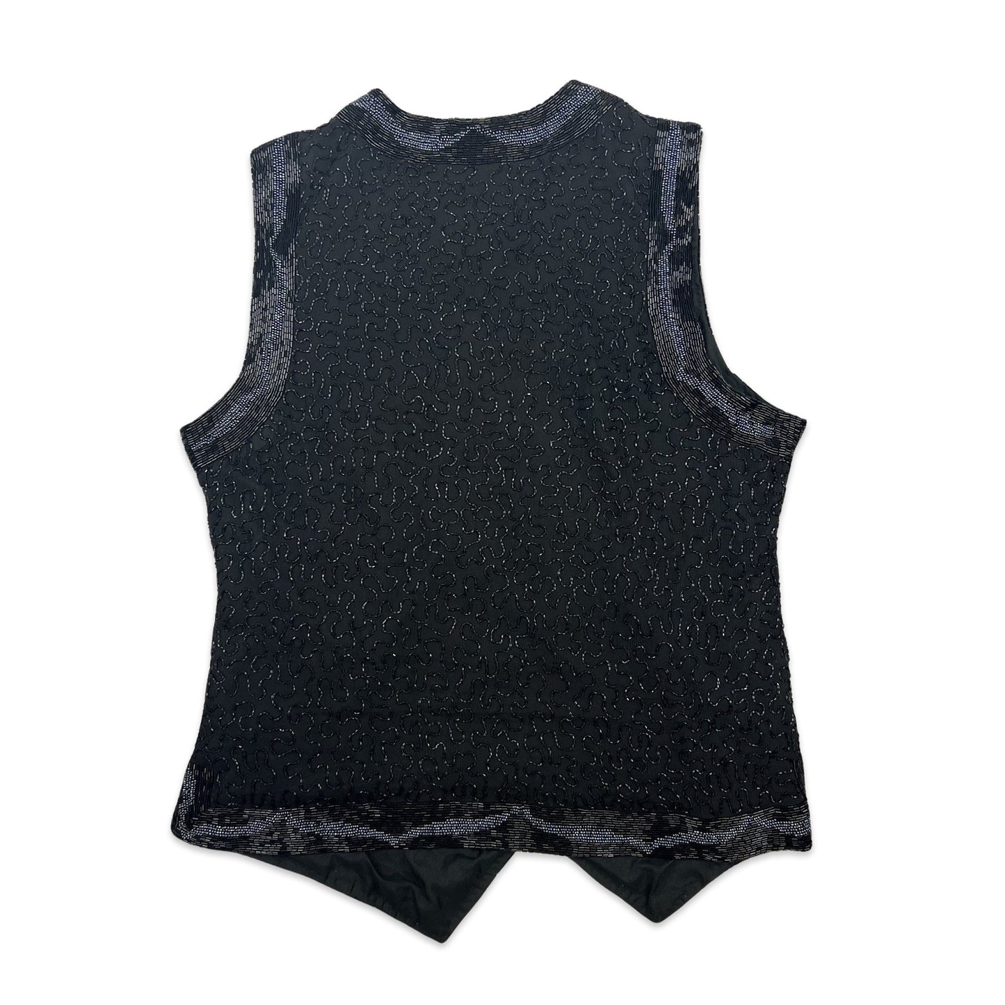 Vintage Sequin Vest Black Silver 10 12