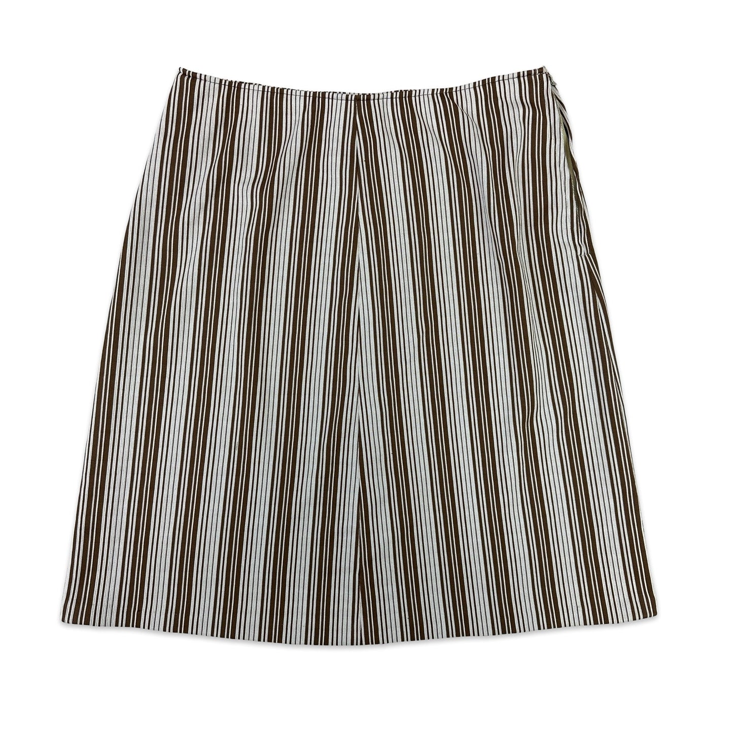 70s Vintage Brown & White A-Line Skirt 14