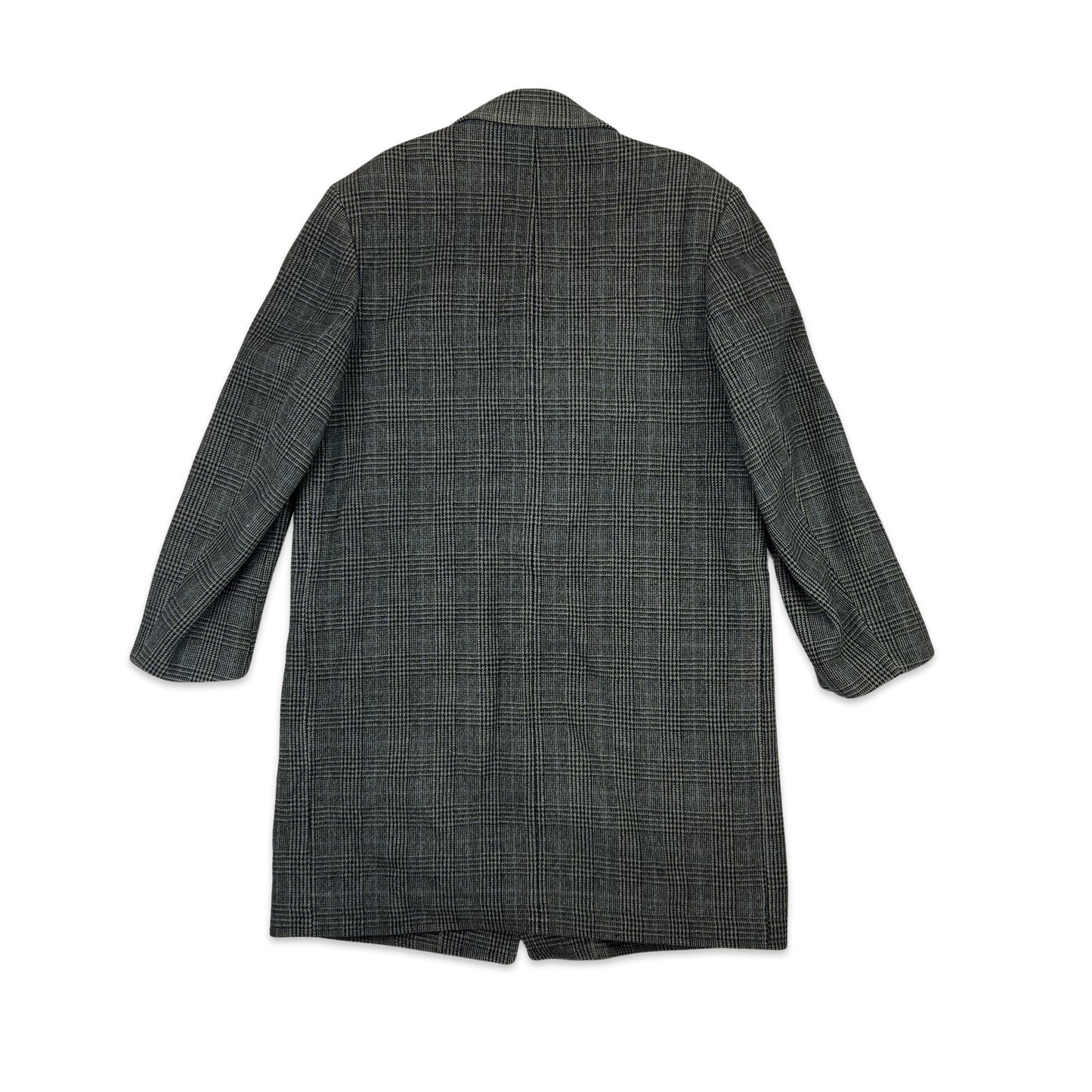 Vintage 80s Wool Midi Coat Grey Blue 16 18