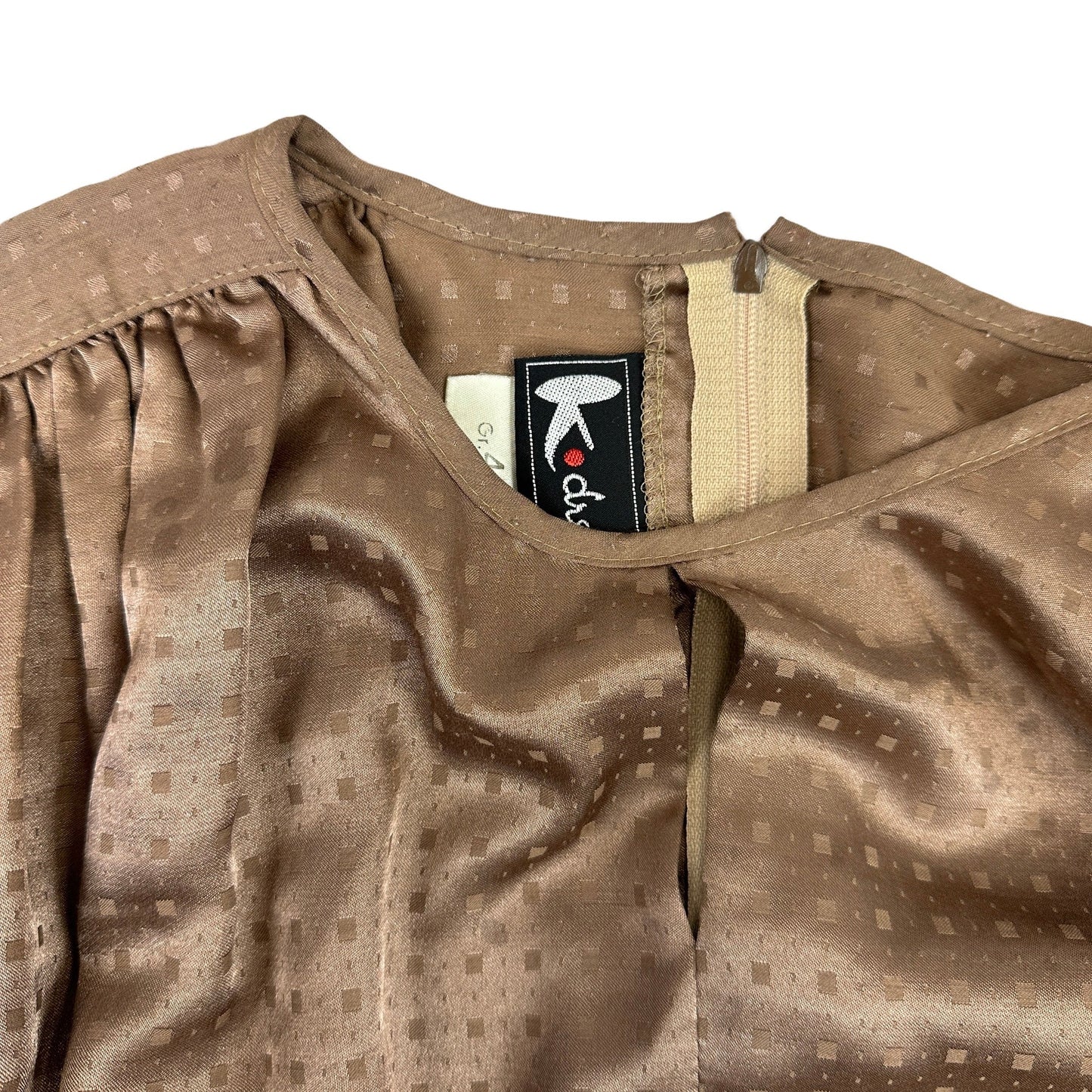 80s Vintage Beige Silky Maxi Dress 10