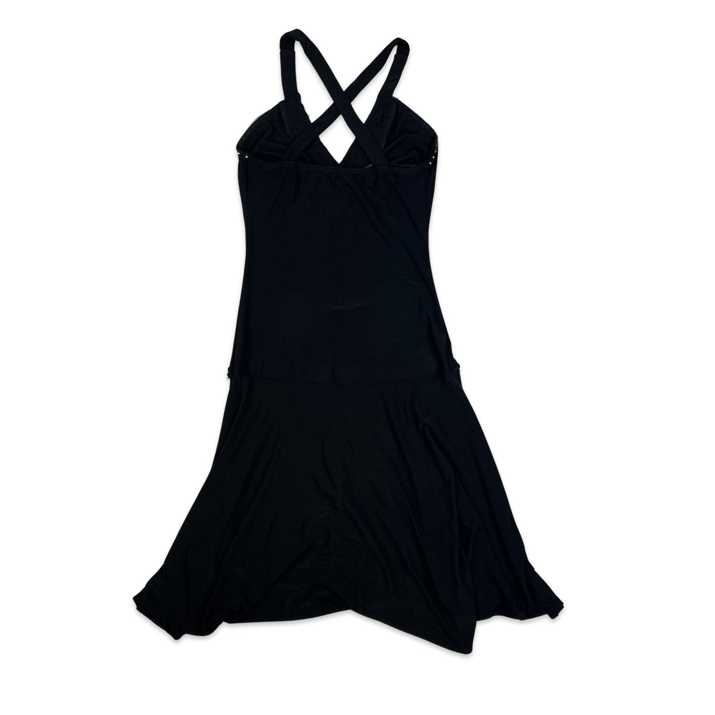 Vintage 90s Midi Slip Dress Black 6 8