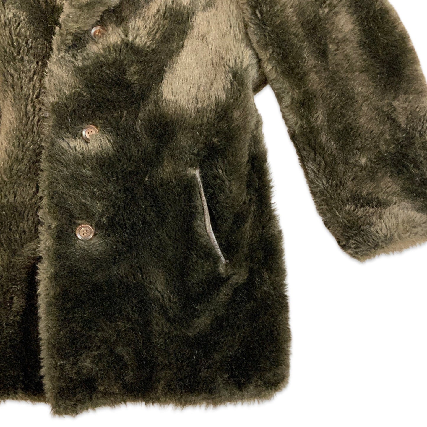 Vintage 90s Y2K Brown Faux Fur Teddy Bear Coat 10 12 14