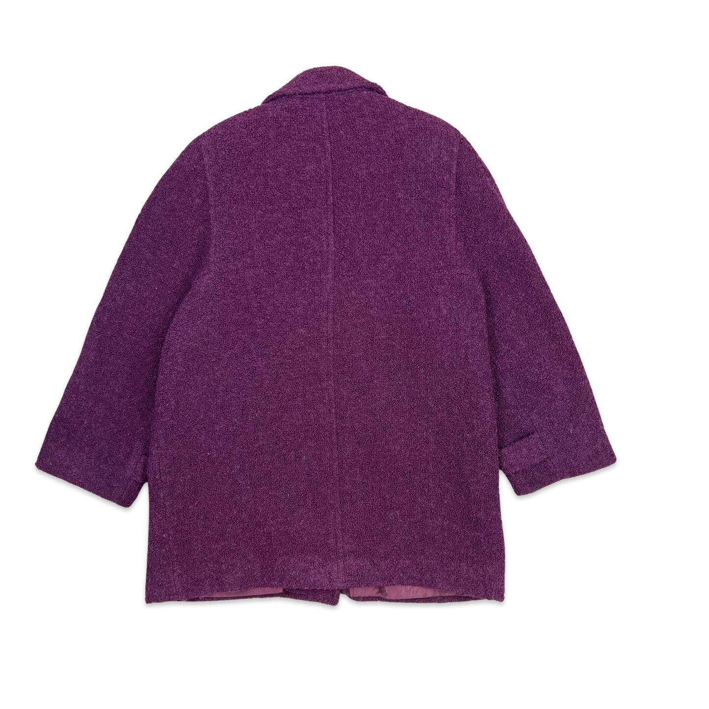 Vintage 80s Short Wool Coat Double Breasted Purple 16 18