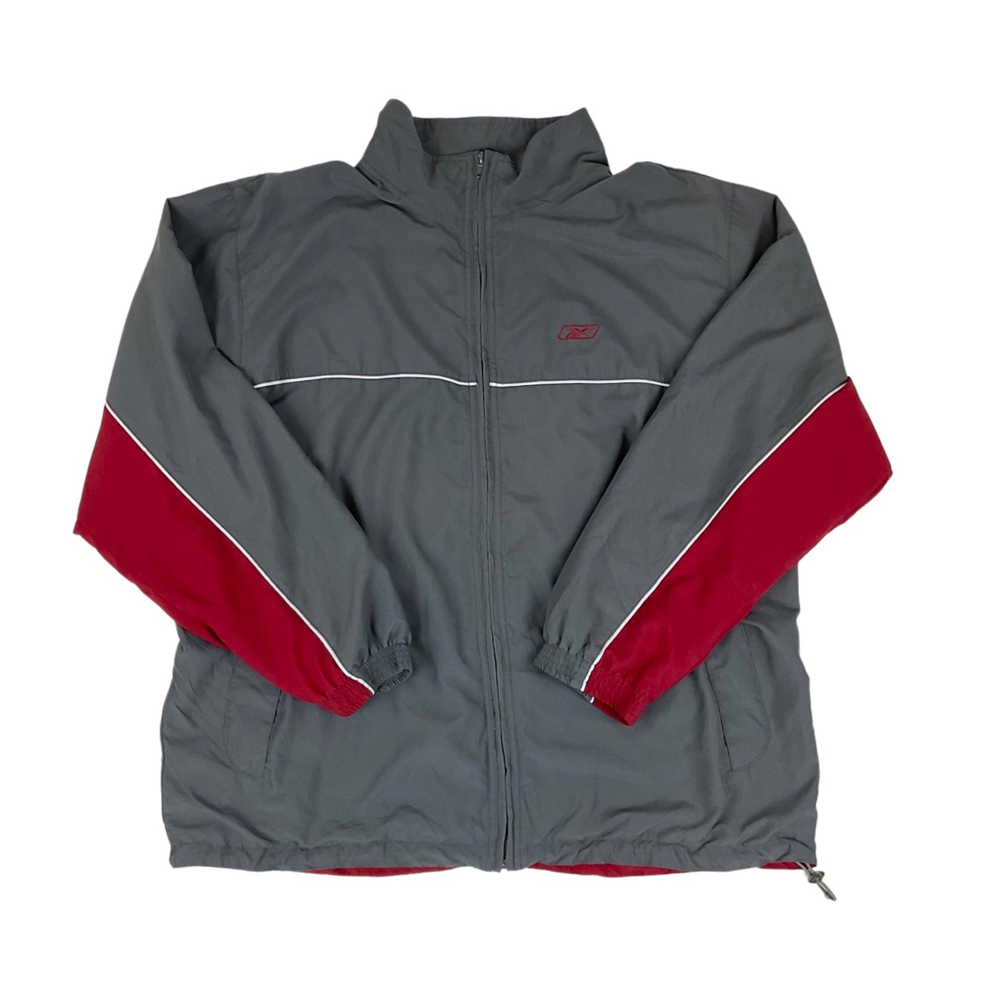Vintage Reebok Grey and Red Lightweight Track Windbreaker Size 3XL
