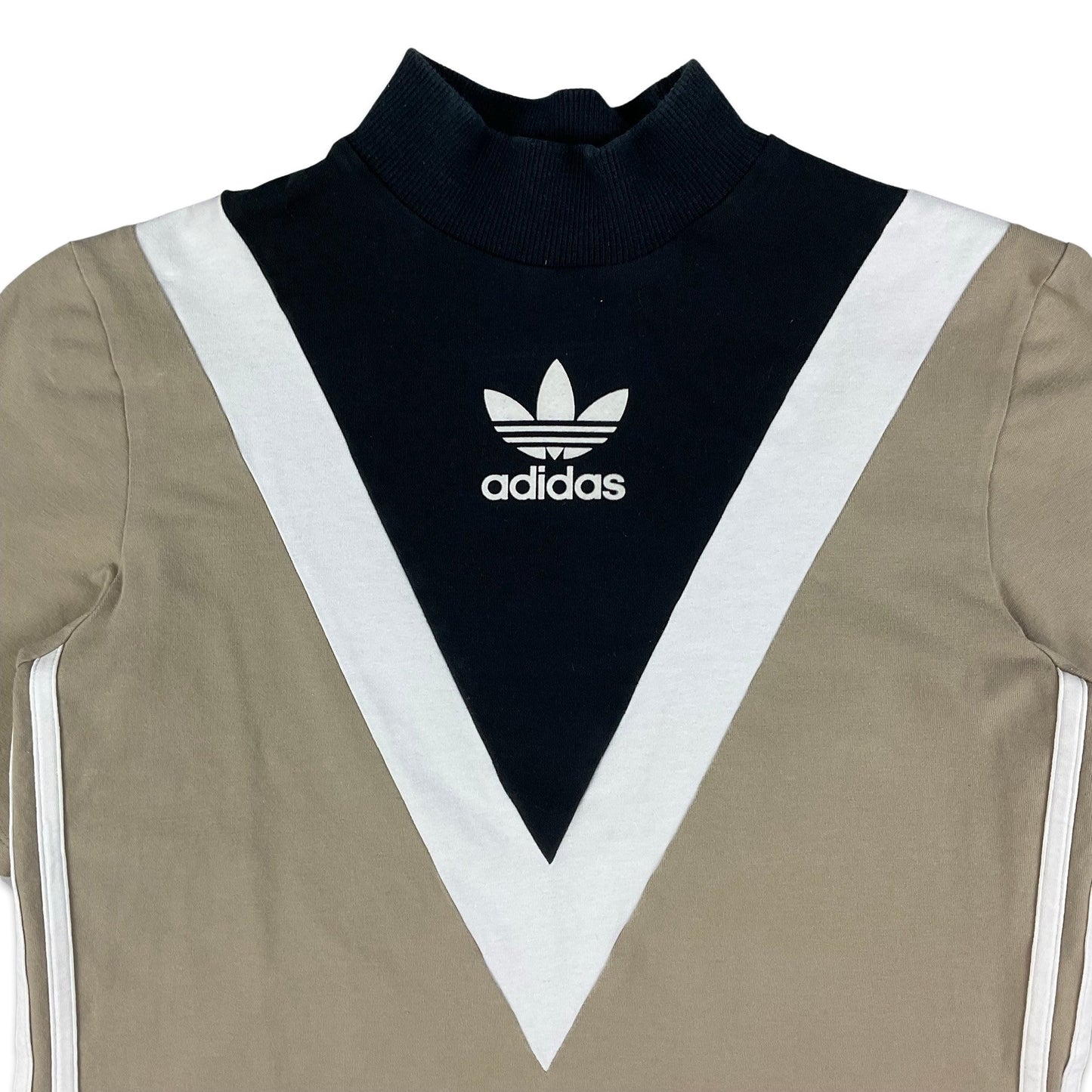 Adidas Beige White & Black Mock Neck Tee 6 8