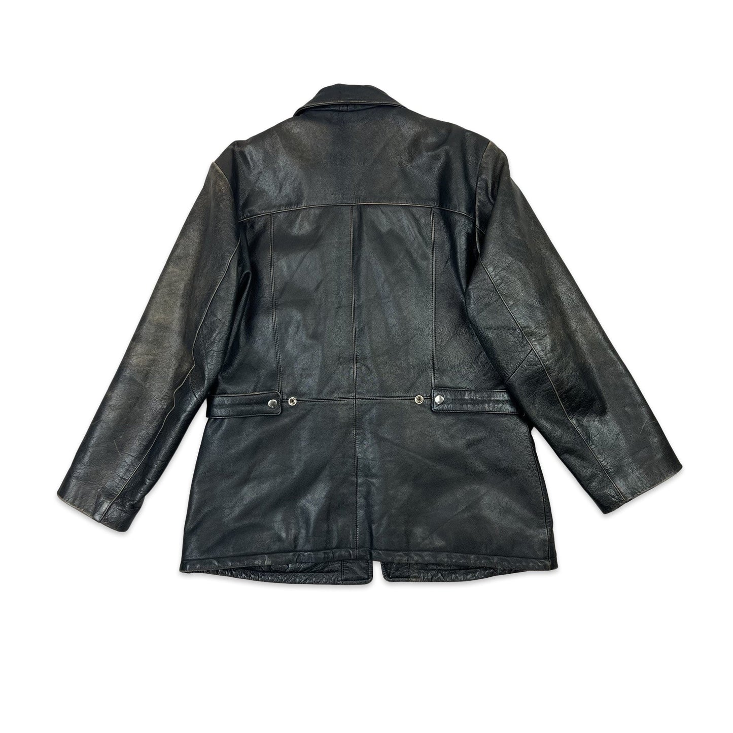 Vintage 90s Leather Jacket Black 14 16