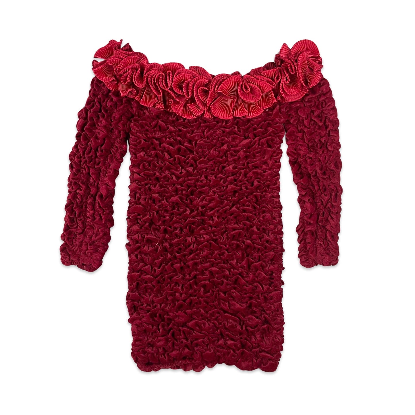 Vintage 90s Red Ruched Mini Party Dress 4 6 8 10