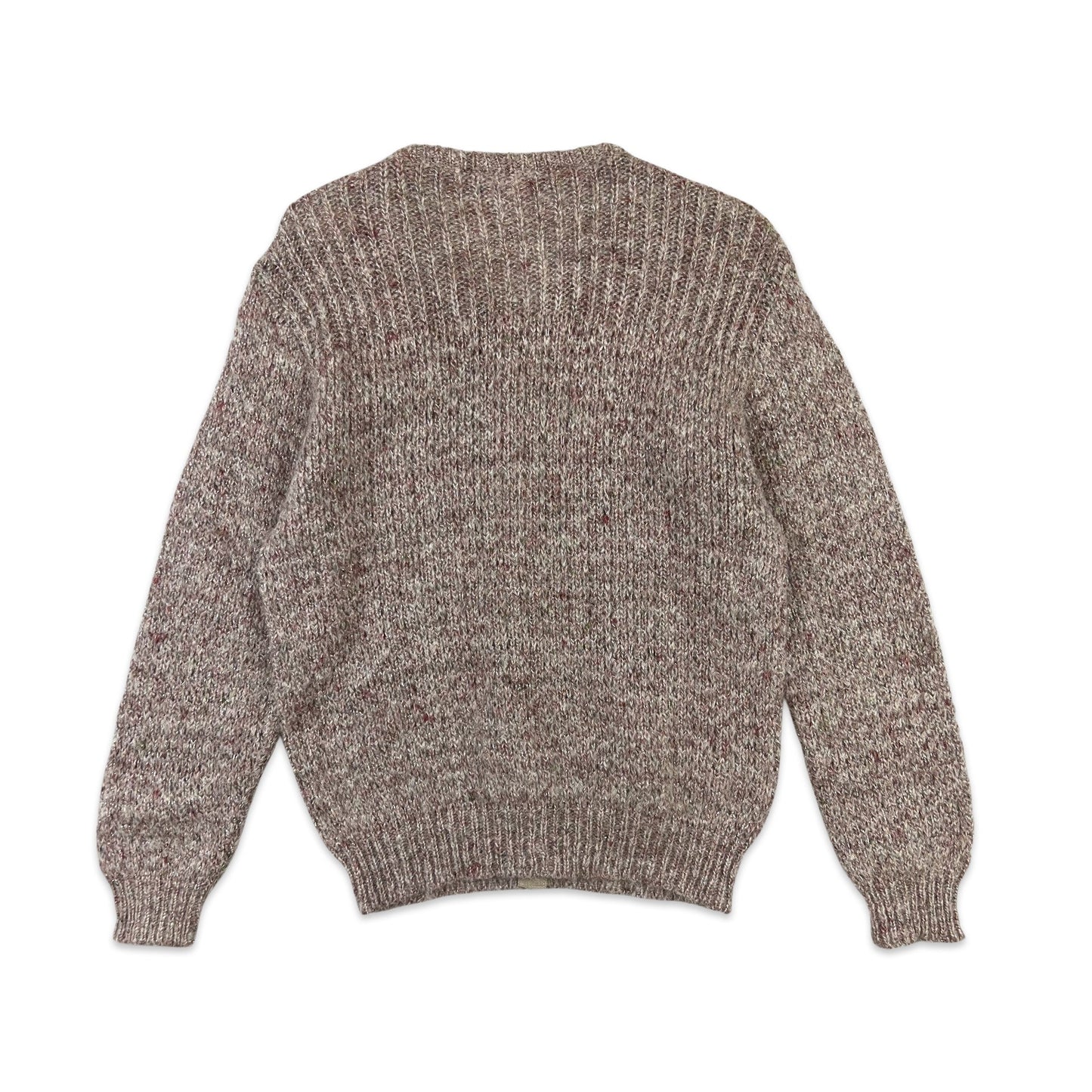 Vintage Mohair Button Up Cardigan Pink Brown 10 12