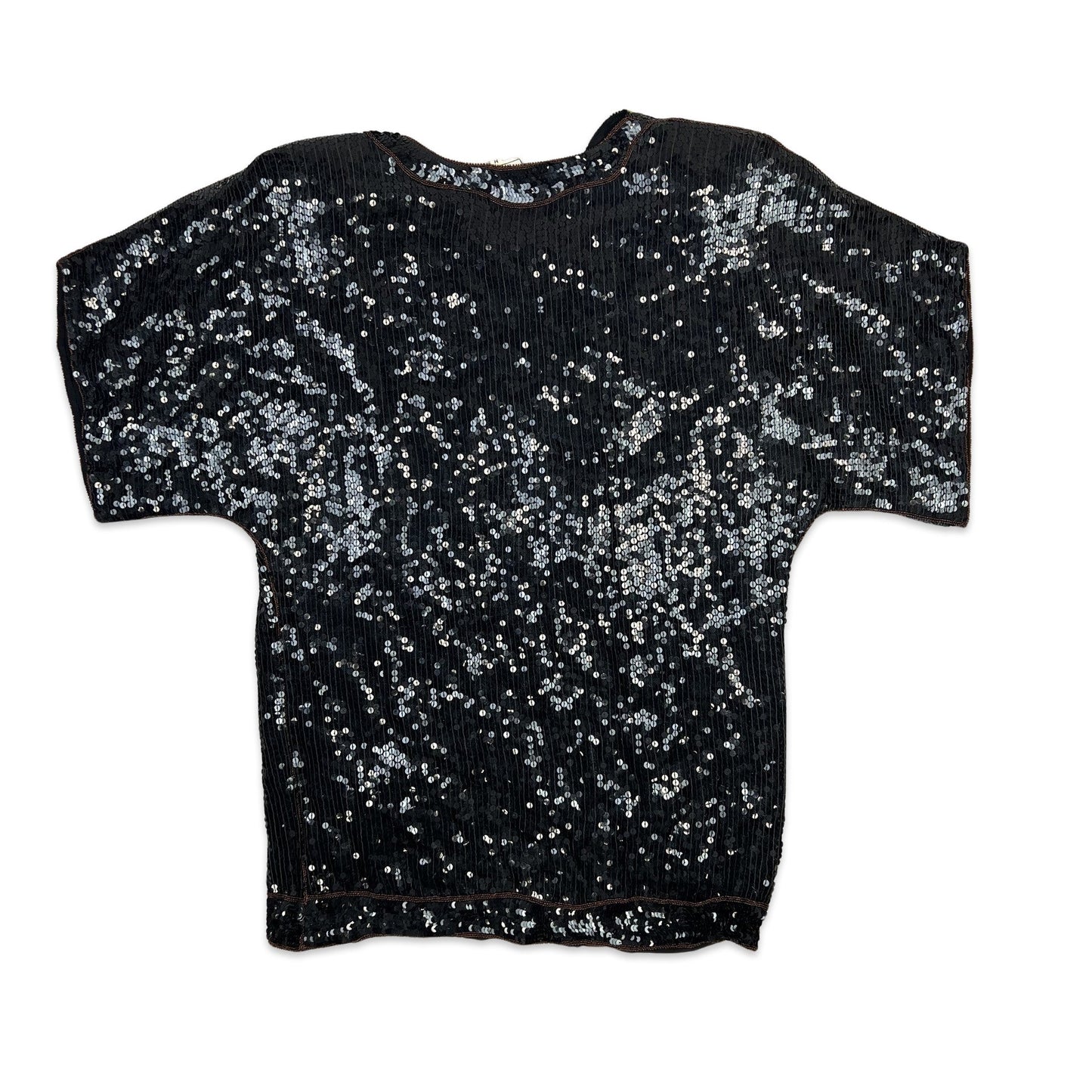 Vintage 80s Boxy Oversized Sequin Blouse Black Green Red Gold 12 14