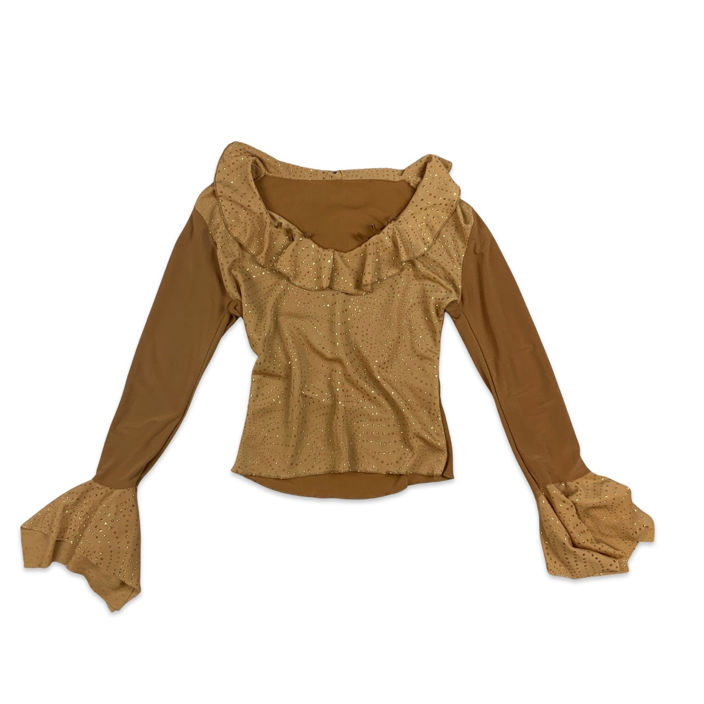 Vintage Orange Lurex Frilly Blouse Top 8