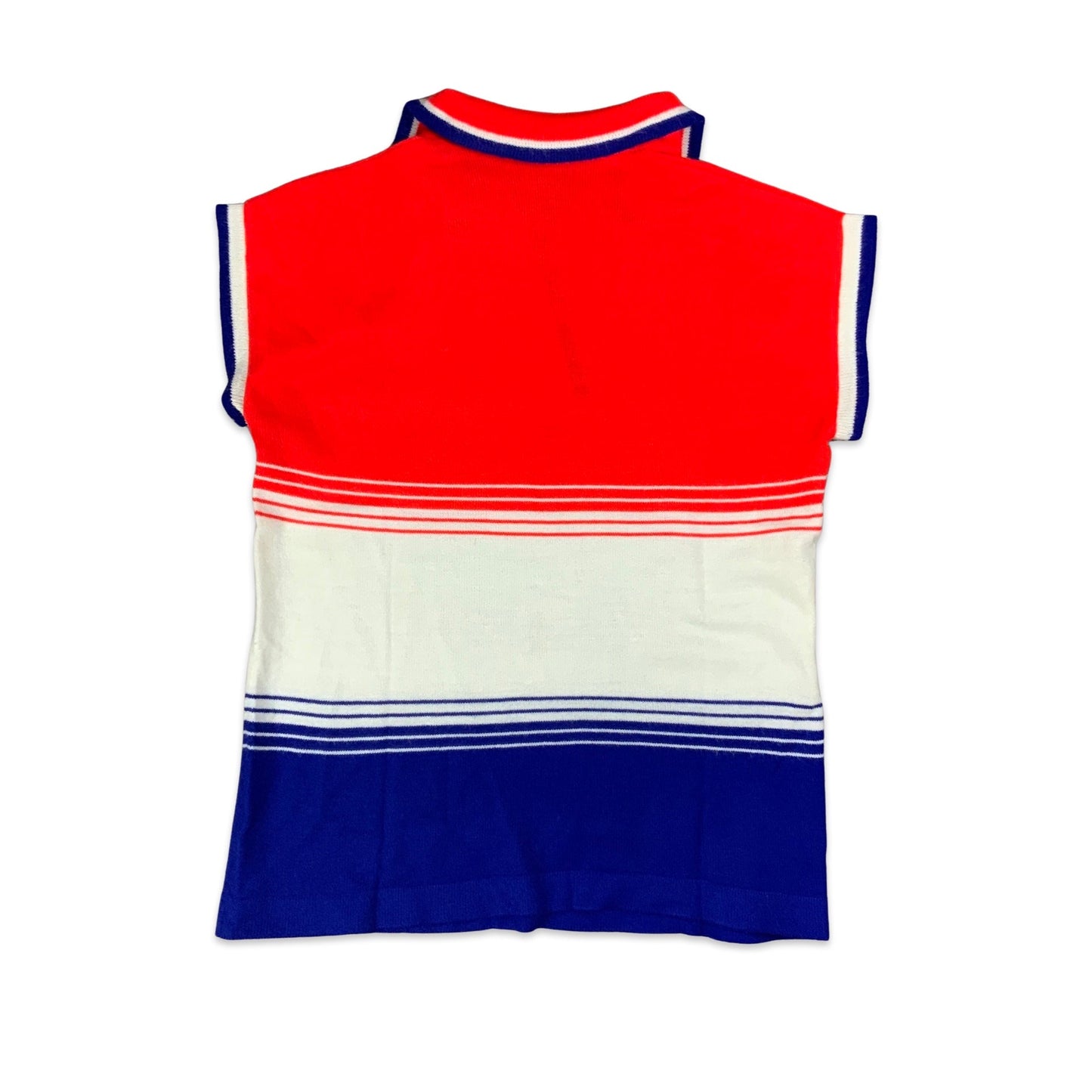 Vintage 70s 80s Red White & Blue Striped Short Sleeved Top 8 10