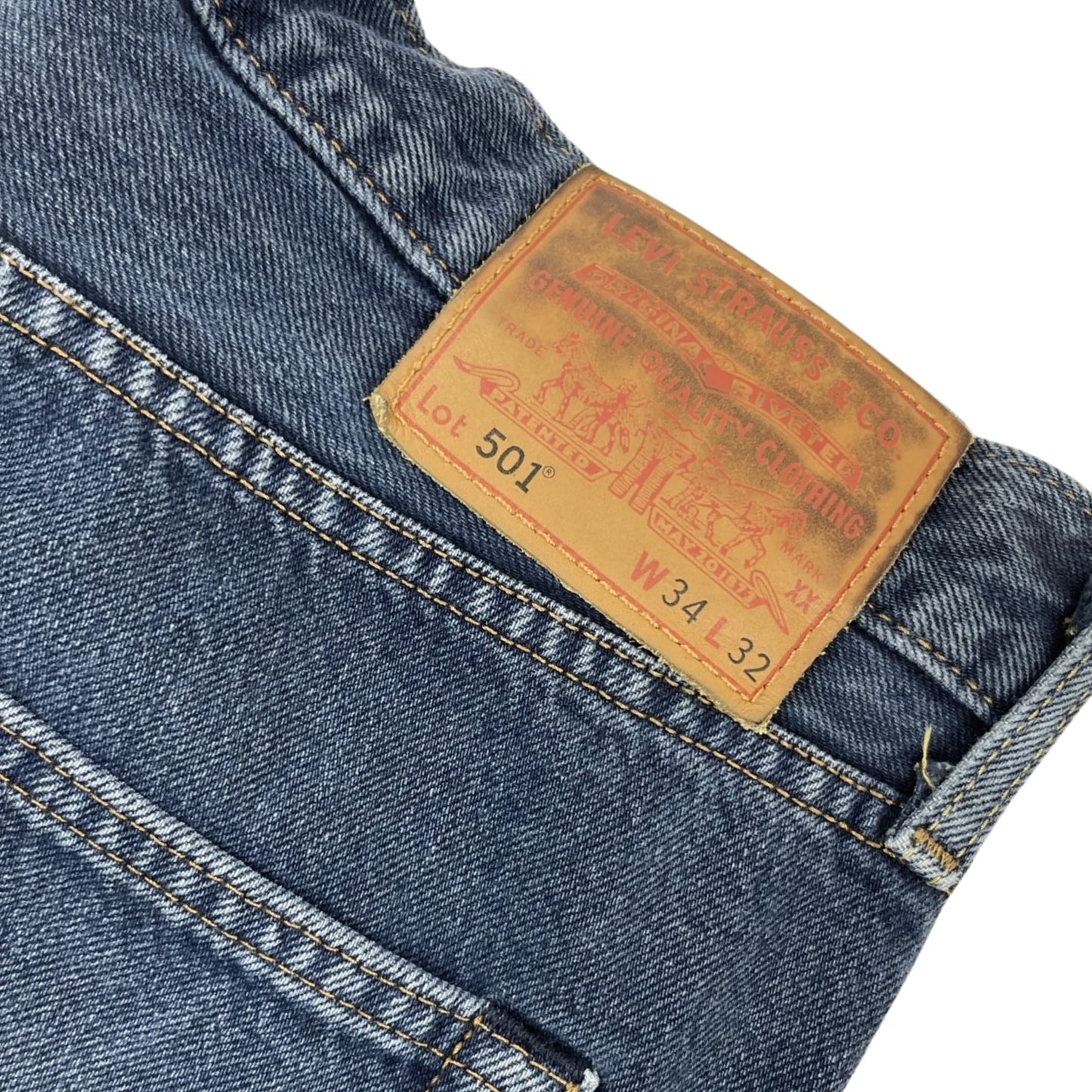 Vintage Levi’s ‘Big E’ 501 Straight Leg Jeans Mid Blue W34L31