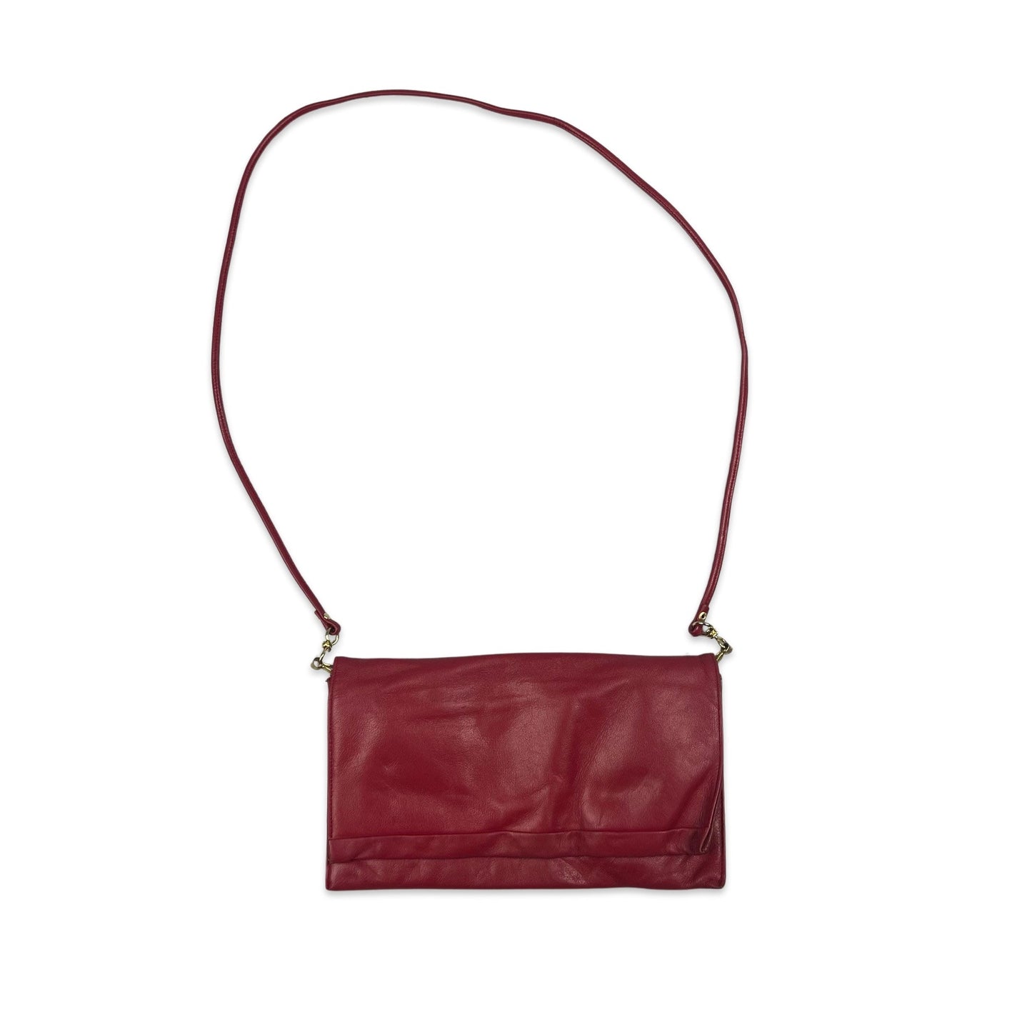 Vintage 80s Cherry Red Textured Leather Clutch Handbag