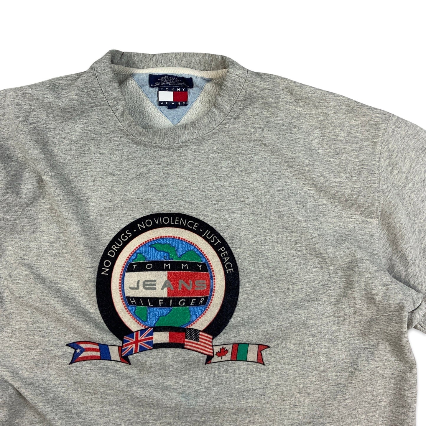 90s Vintage Grey Tommy Hilfiger Sweatshirt Navy Red Blue Graphic L XL 2XL