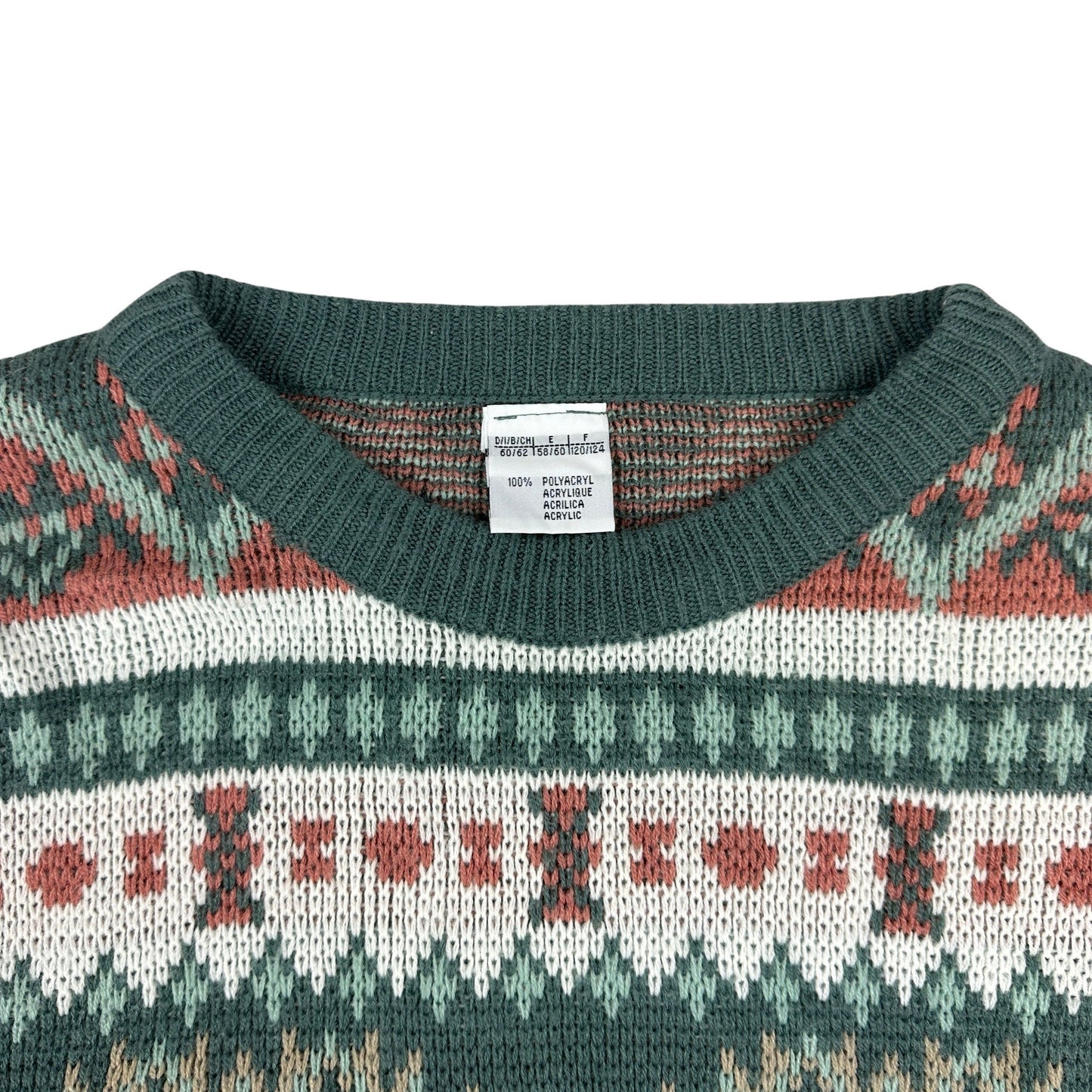 Vintage 90s Green Patterned Knit Jumper 4XL