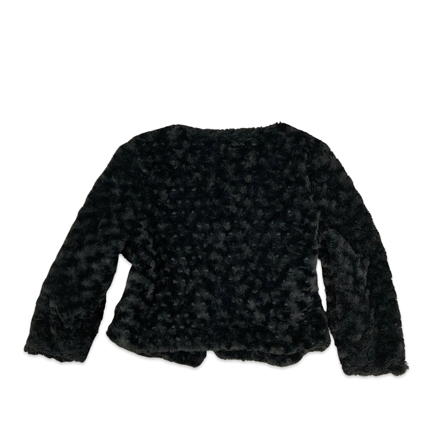 Vintage Y2K Black Cropped Faux Fur Jacket 6 8 10