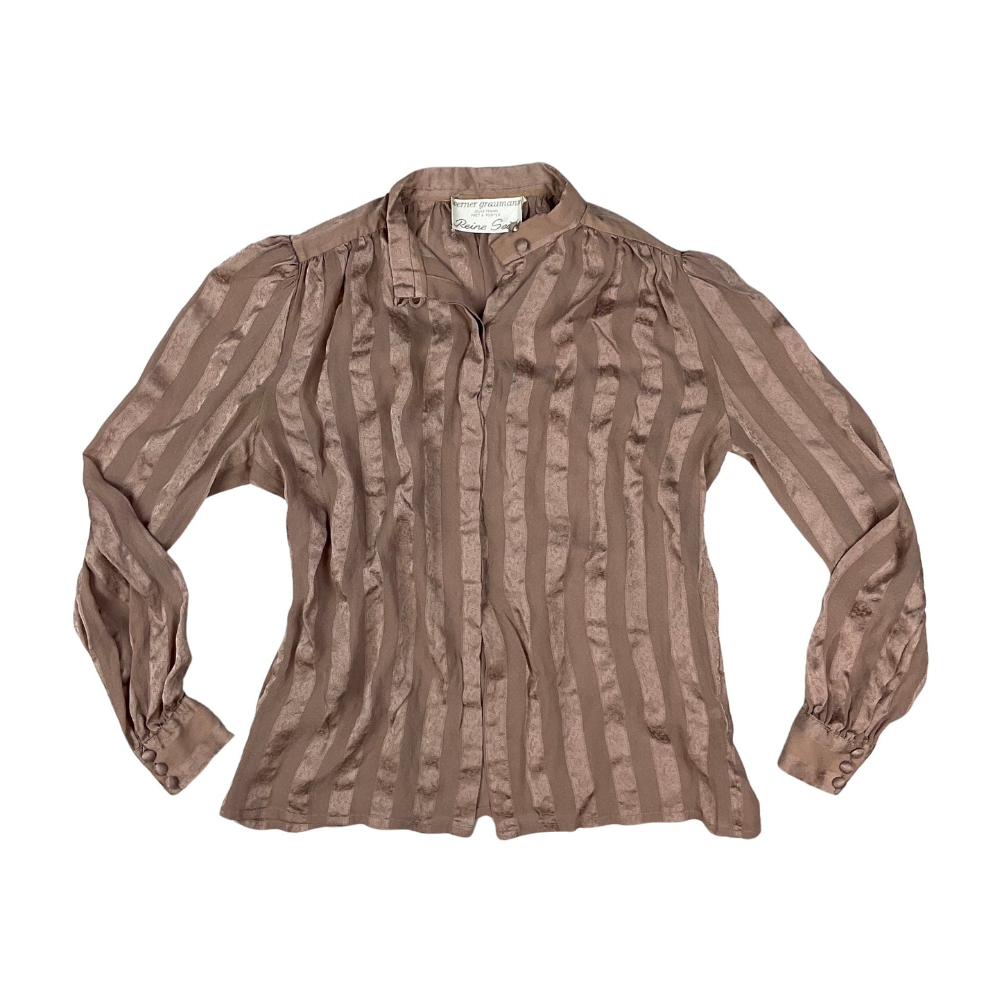 80s Vintage Pink Stripe Patterned Blouse 14