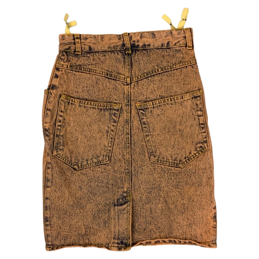 Vintage 80s Pink Acid Wash Denim Skirt Size 6