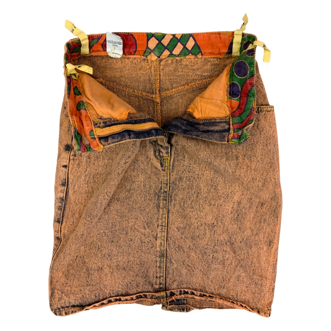 Vintage 80s Pink Acid Wash Denim Skirt Size 6