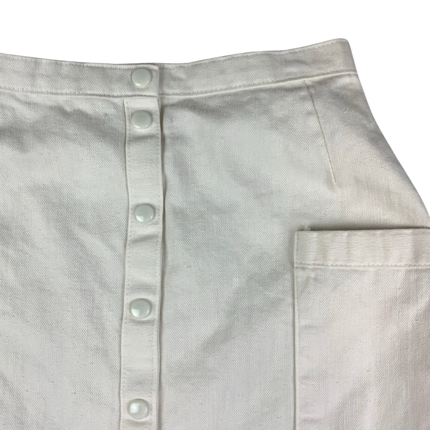 Vintage White Canvas Button-up Midi Skirt 4