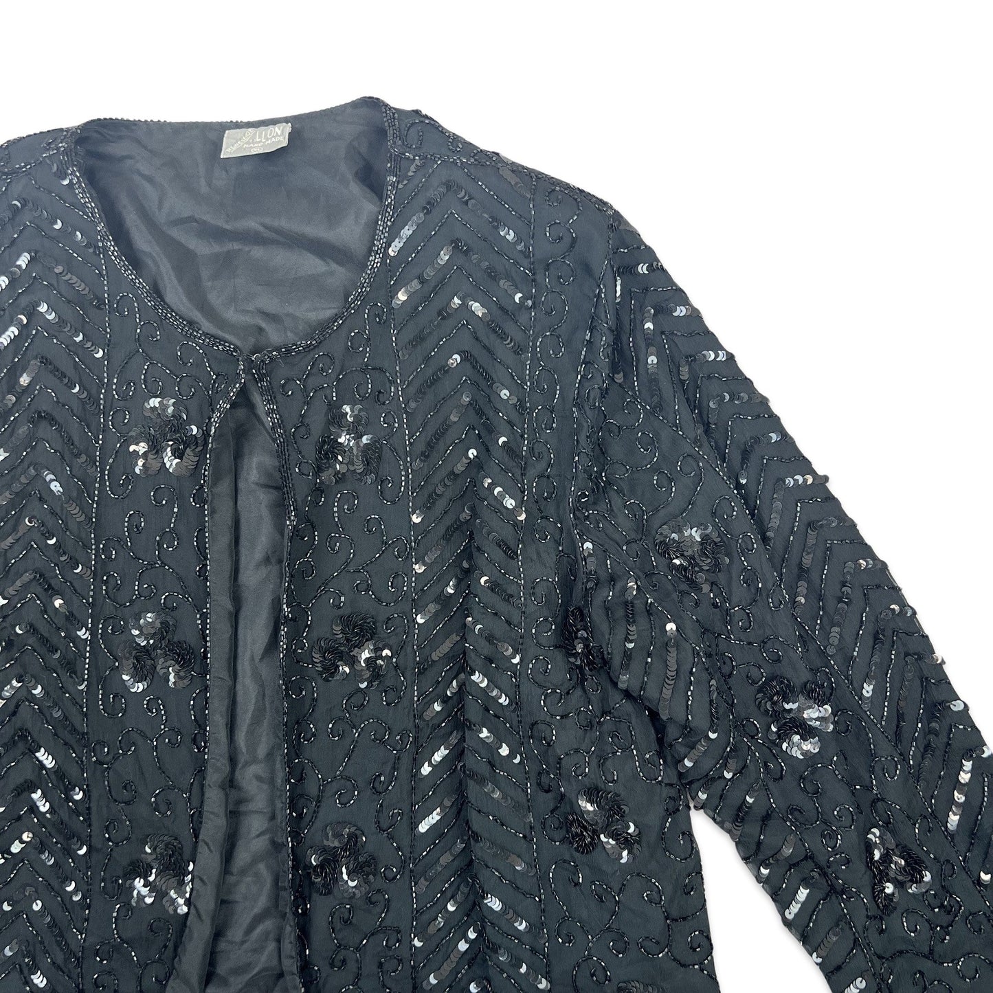 Vintage 80s Sequin Jacket Black 14