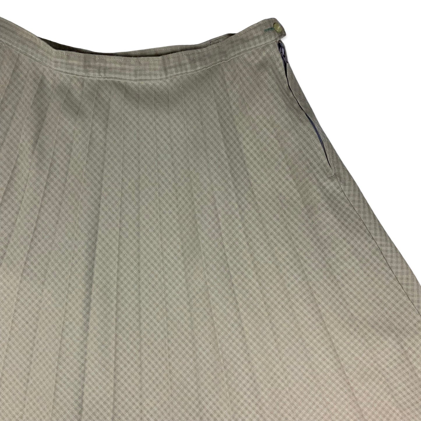 Vintage Pleated Green Checked Midi Skirt 16