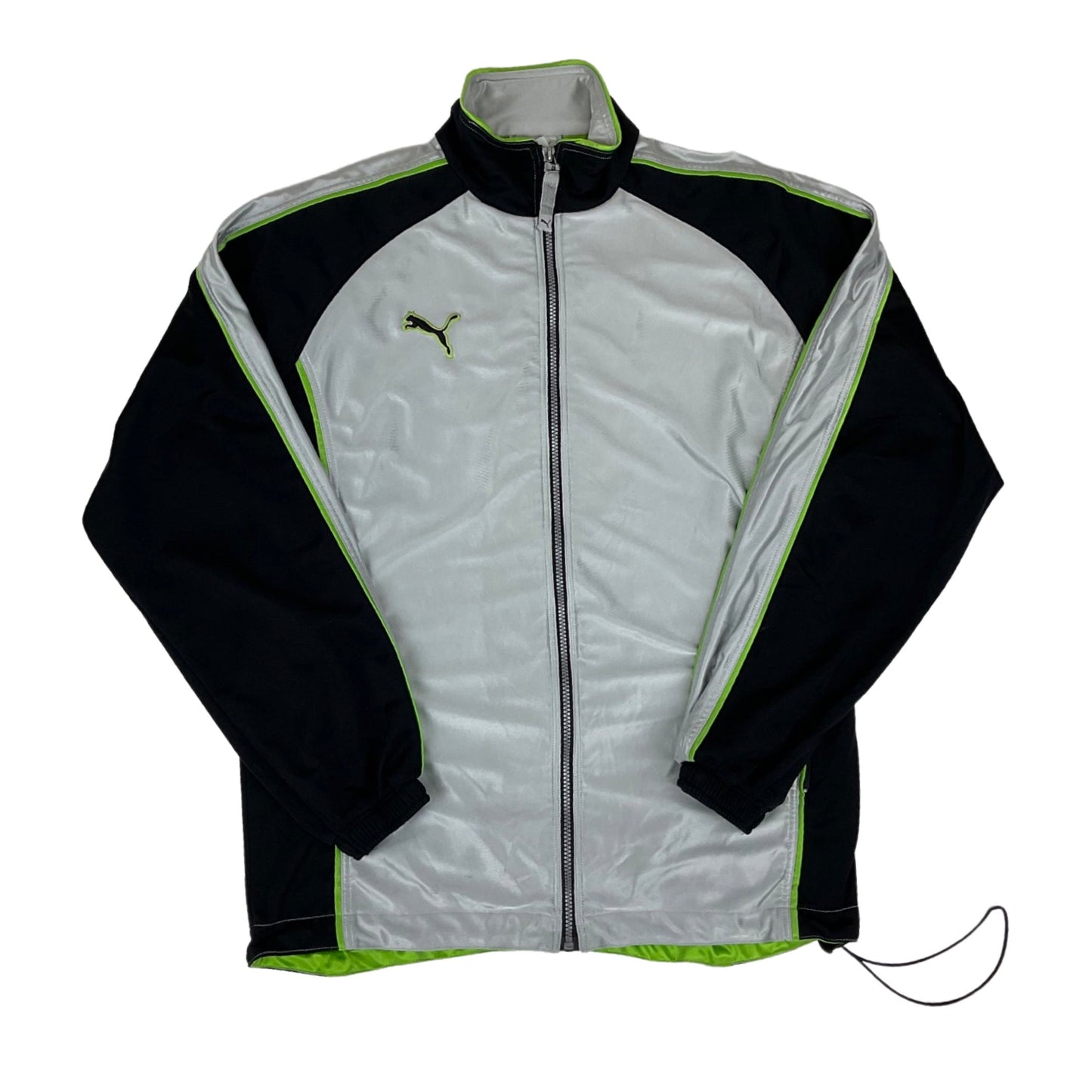 Vintage 90s Puma Silver Black Sports Track Jacket L XL