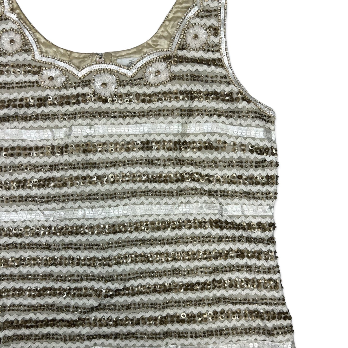 Vintage Sequin Vest Cream White Gold 10 12