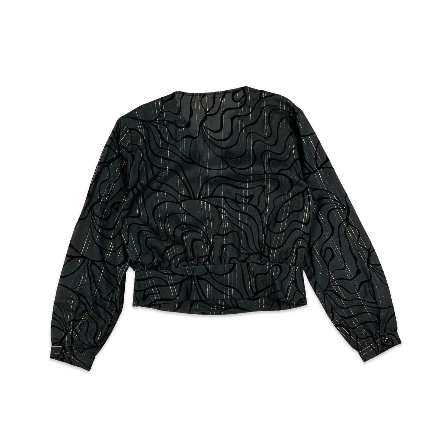 Vintage 80s Black Lurex Blouse 10 12 14