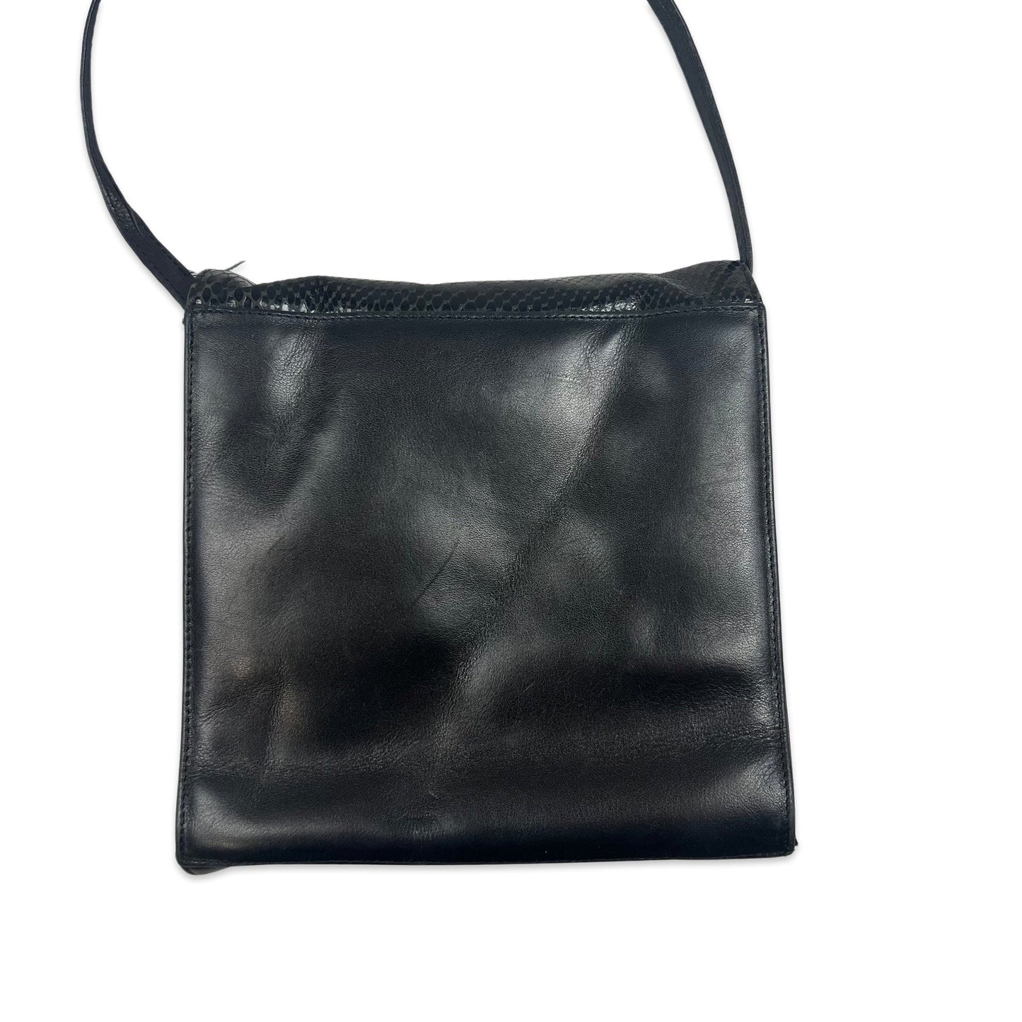 Vintage 90s Black Snake Print Crossbody Handbag