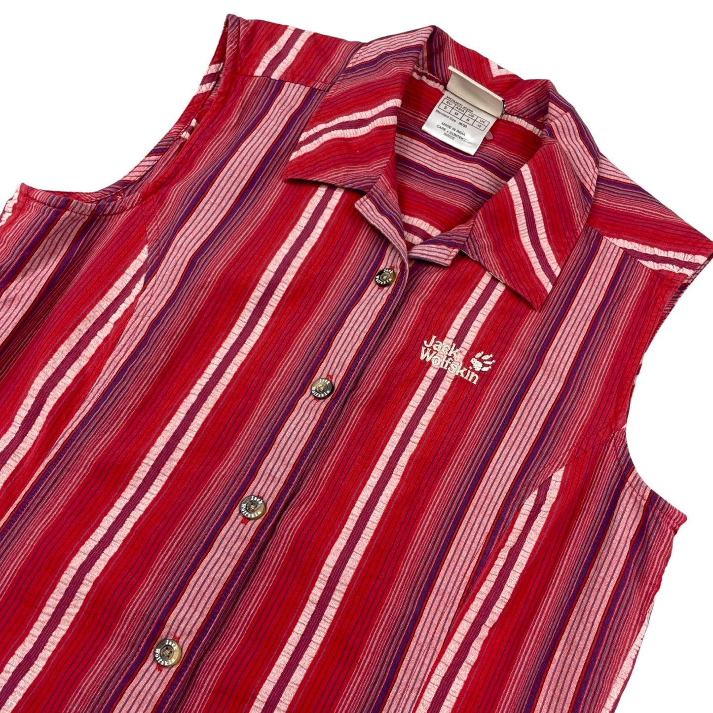 Vintage Jack Wolfskin Red Striped Sleeveless Shirt 8