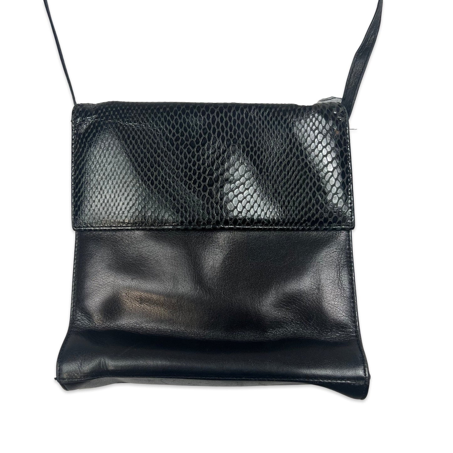 Vintage 90s Black Snake Print Crossbody Handbag