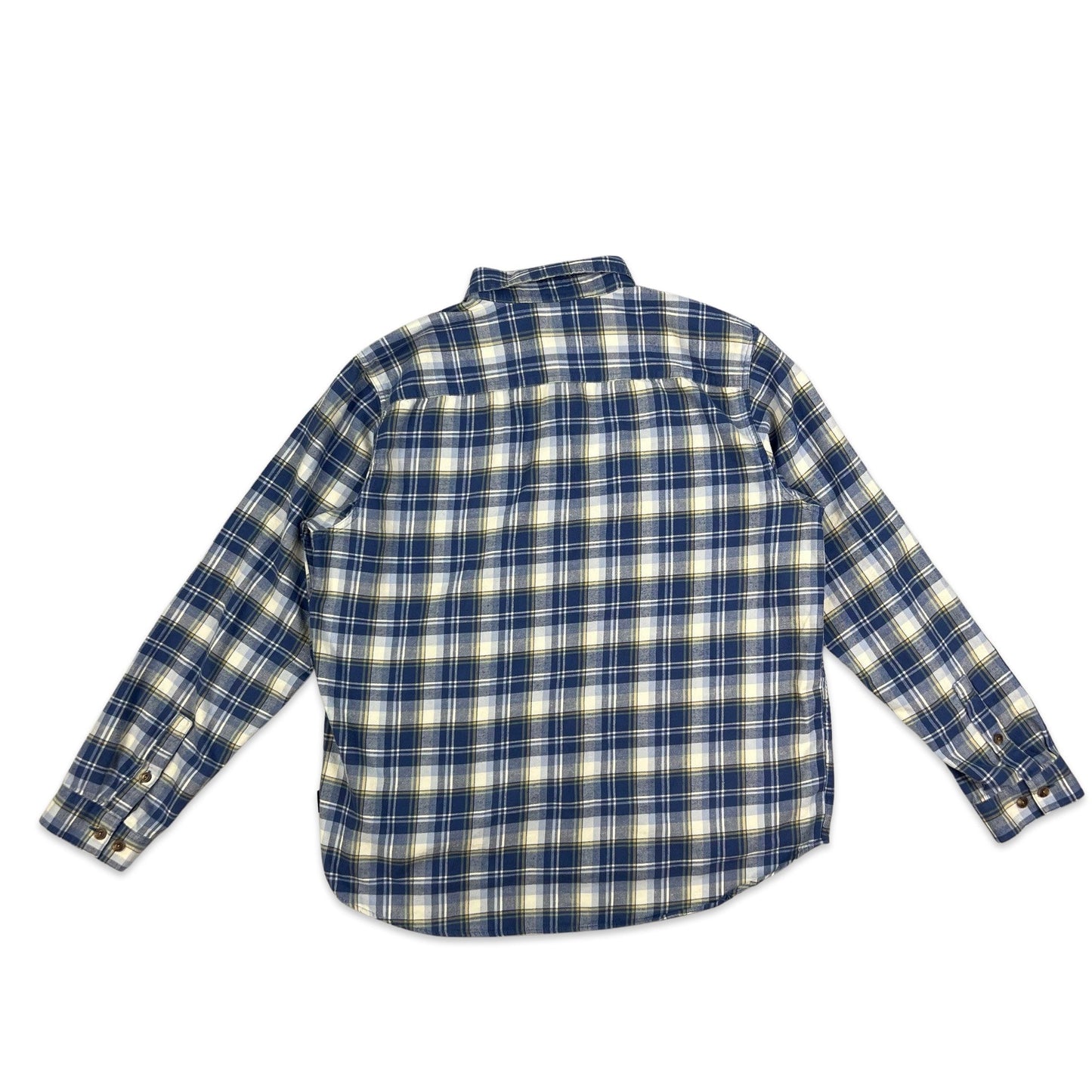 00s Patagonia Blue White & Yellow Check Lightweight Flannel Shirt L XL