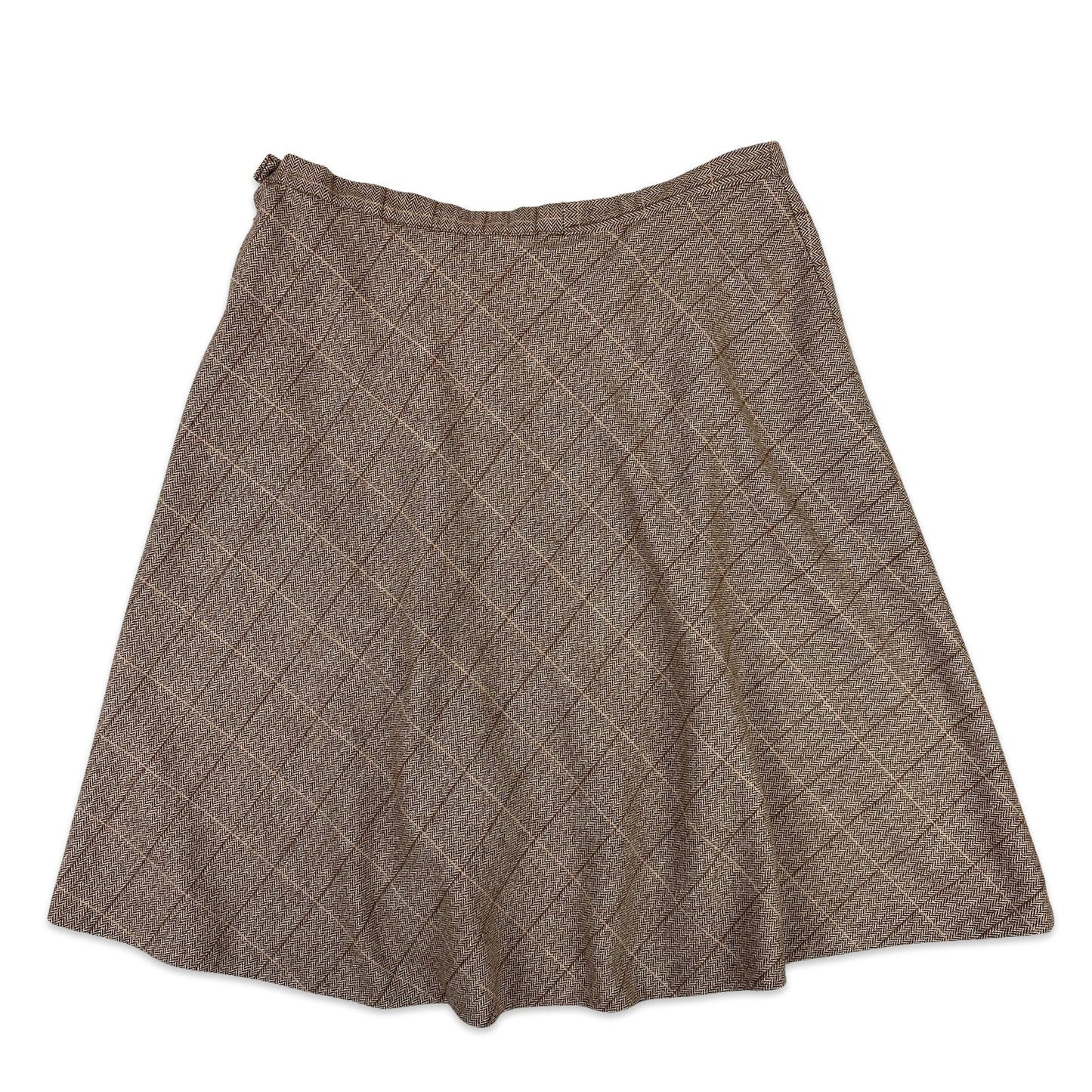 80s Vintage Brown Check Skirt 18