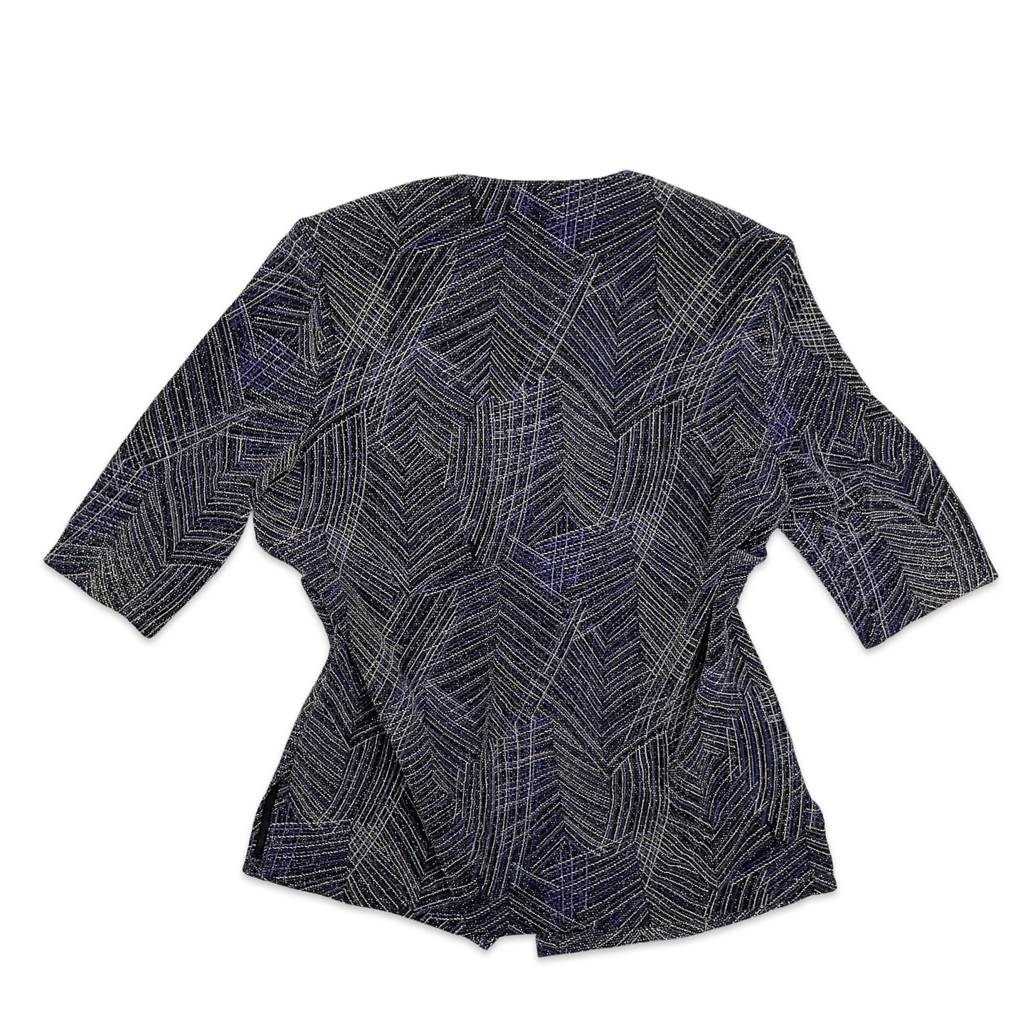 Vintage 80s Blue Purple Gold Lurex Shimmer Festival Blouse 14 16