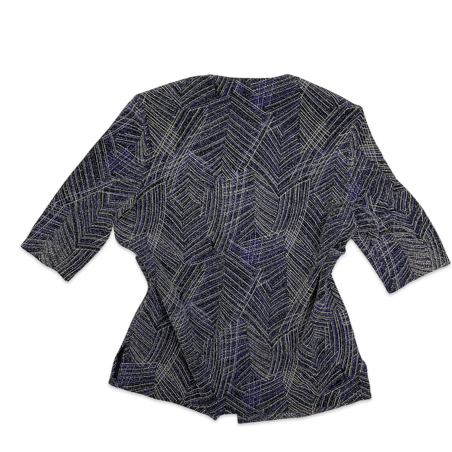 Vintage 80s Blue Purple Gold Lurex Shimmer Festival Blouse 14 16