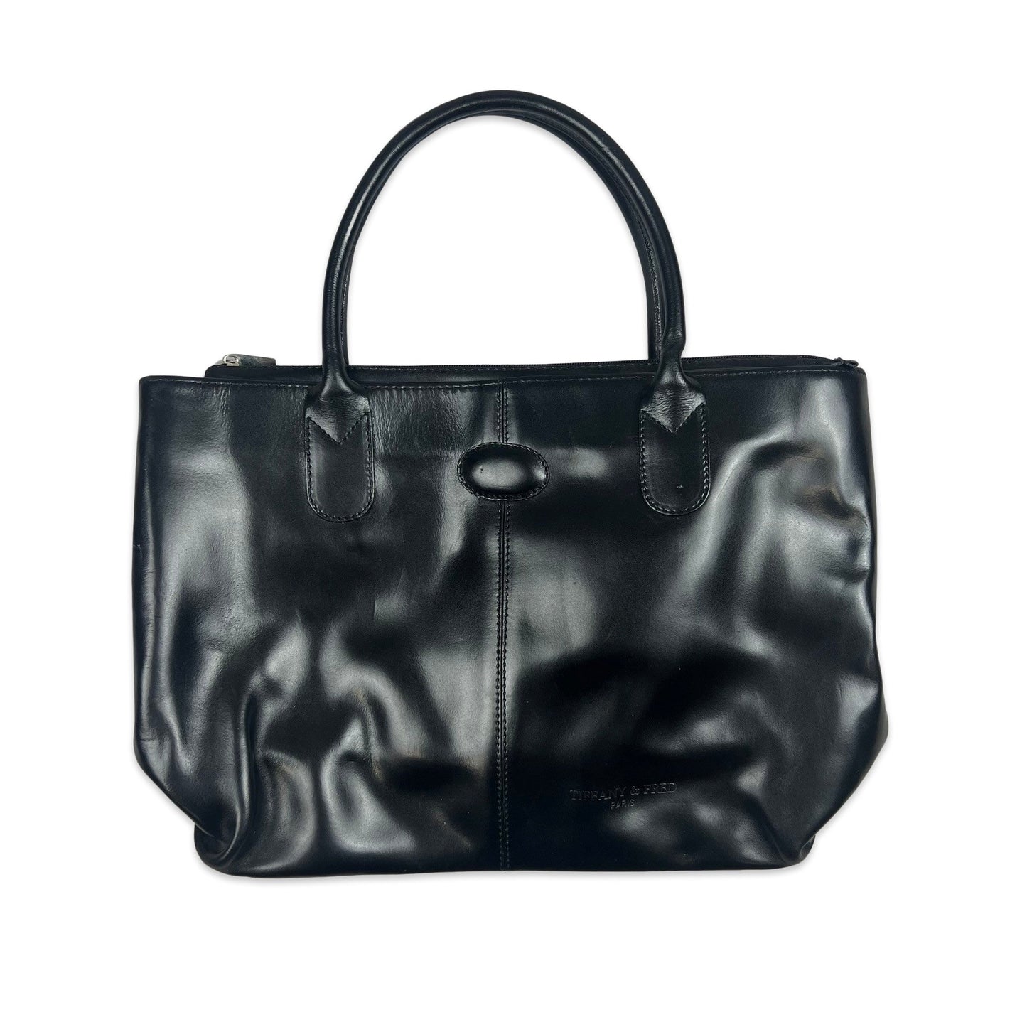 Vintage 90s Black Tiffany & Fred Leather Handbag