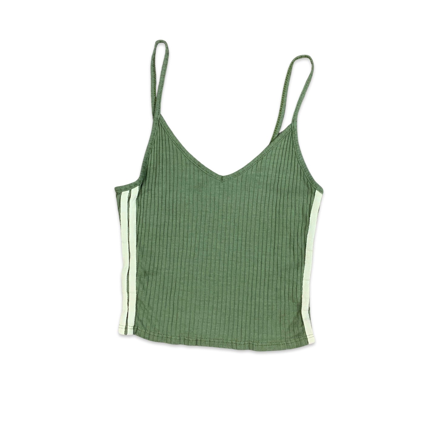 90s Y2K Green White Crop Top Vest 6 8