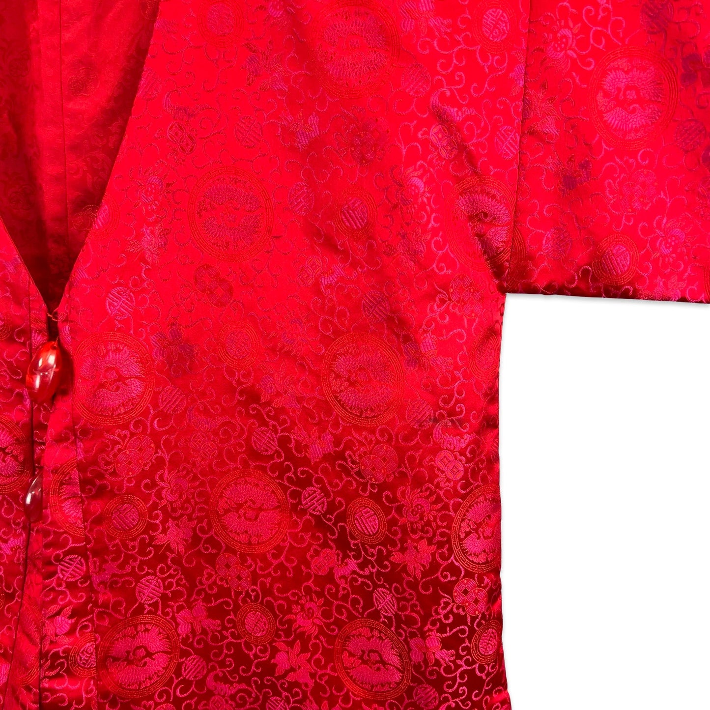 Vintage Ornate Kimono Tunic Top Red Pink 12 14 16