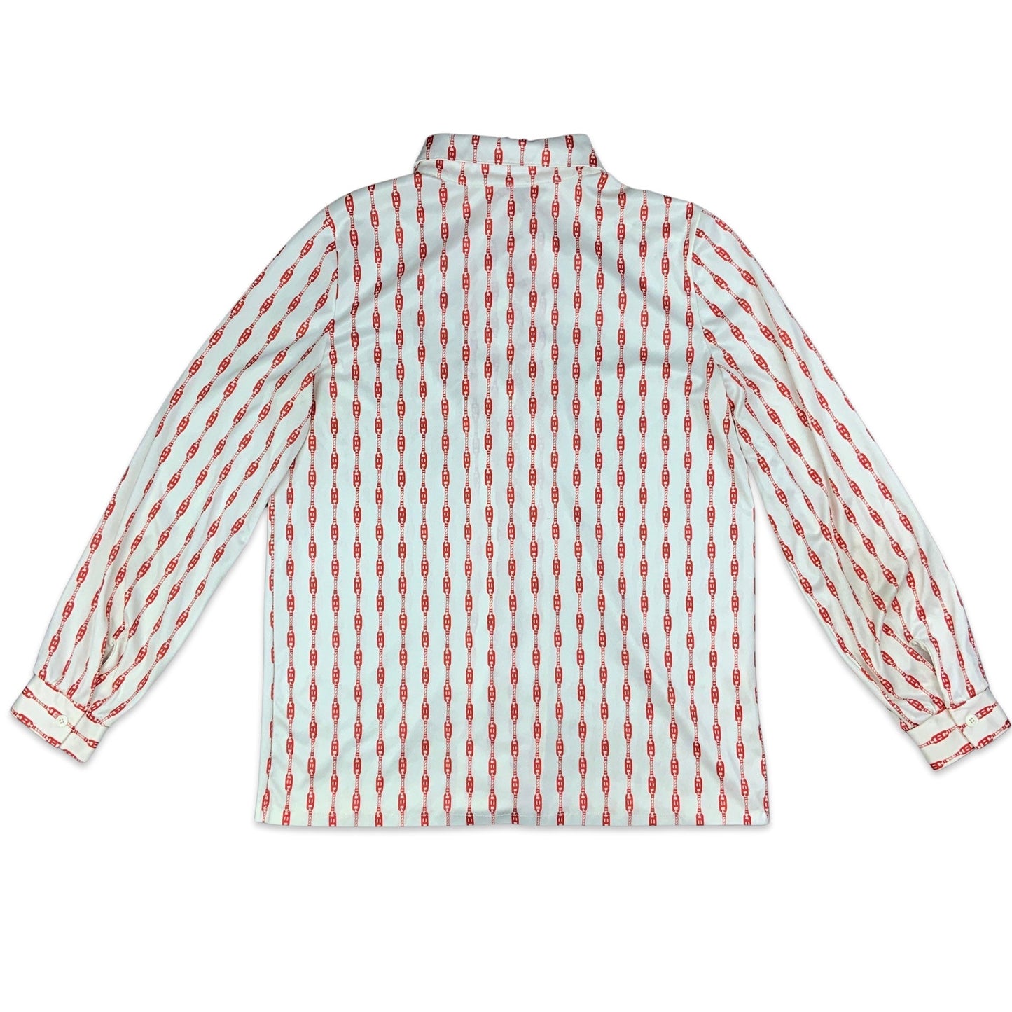 Vintage 90s White & Red Novelty Chain Print Blouse 10 12