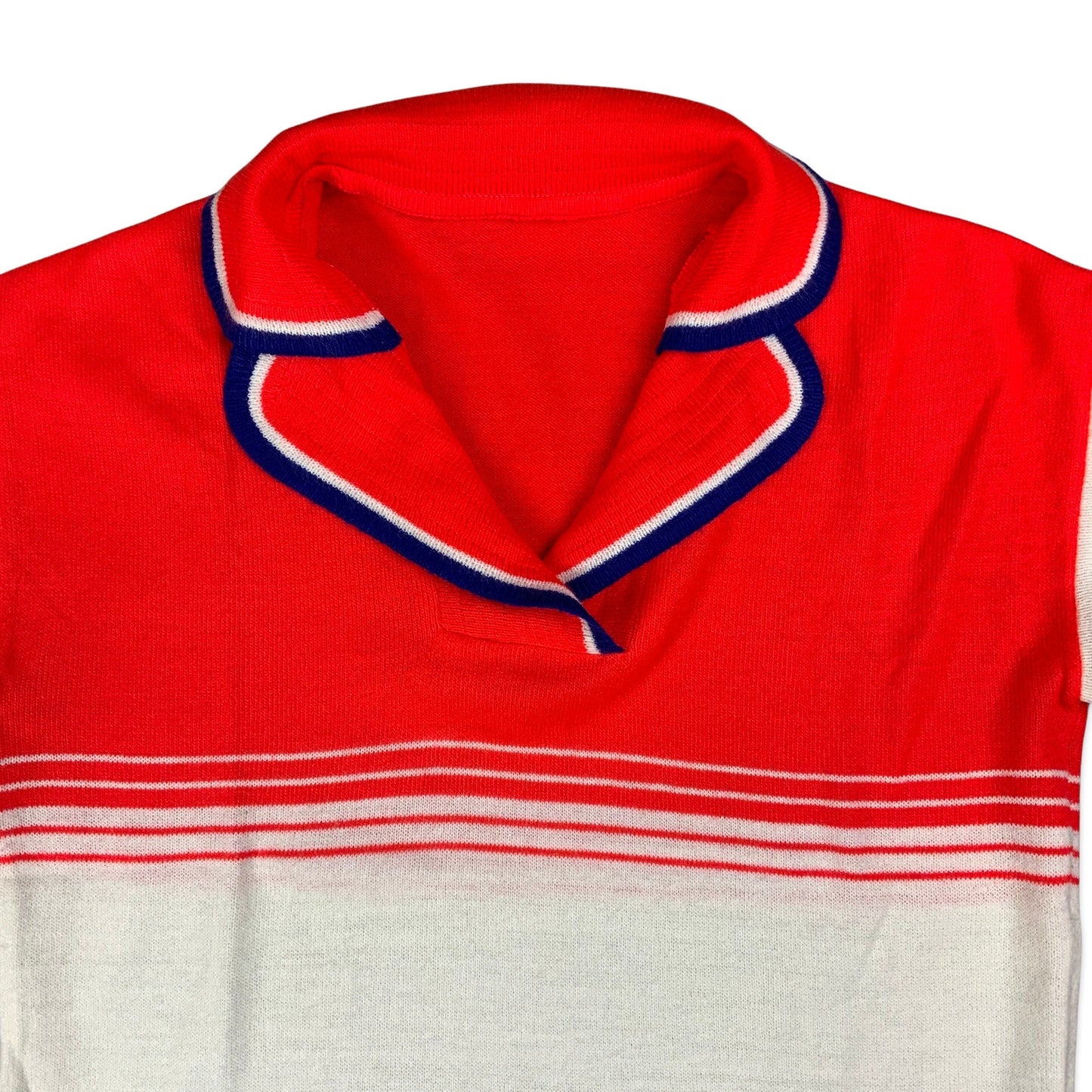 Vintage 70s 80s Red White & Blue Striped Short Sleeved Top 8 10